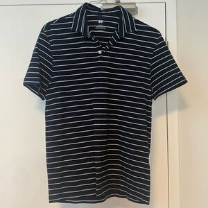 H&M navy polo with white stripes - slim fit - size medium